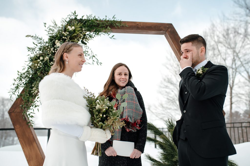 cérémonie mariage extérieure hiver