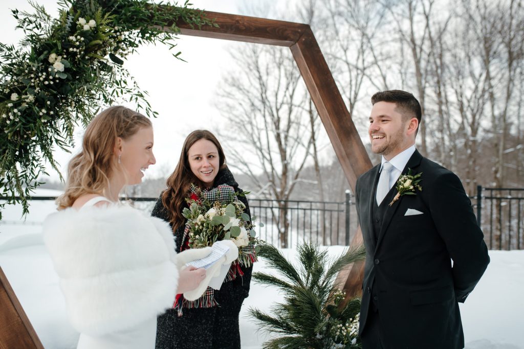 cérémonie mariage extérieure hiver